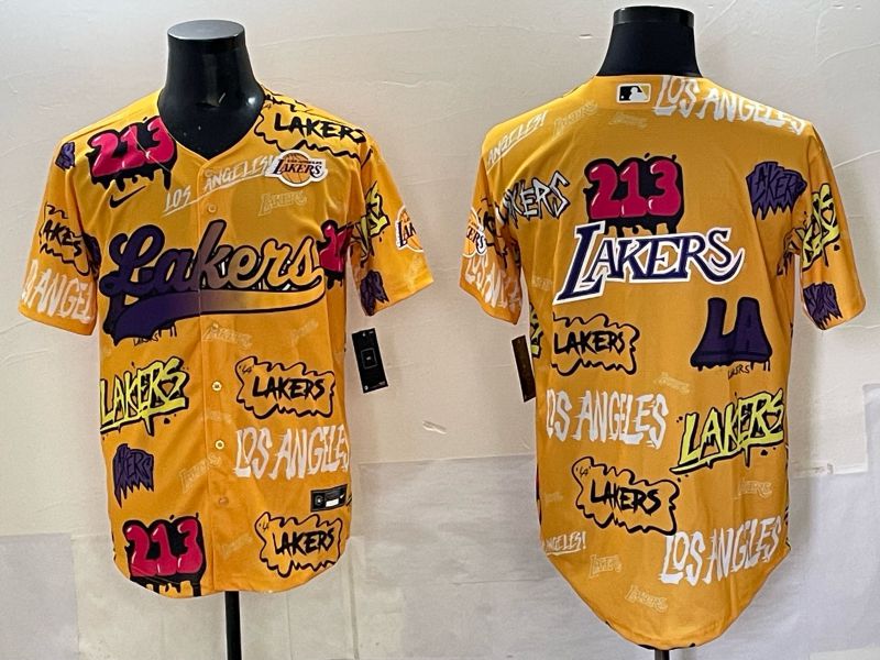 Men 2025 Los Angeles Lakers Blank Yellow NBA Nike jersey 08